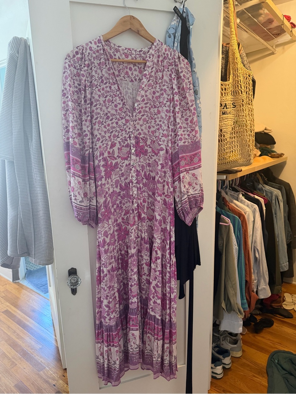Spell Lavender-Pink Floral Long-Sleeve Maxi Dress